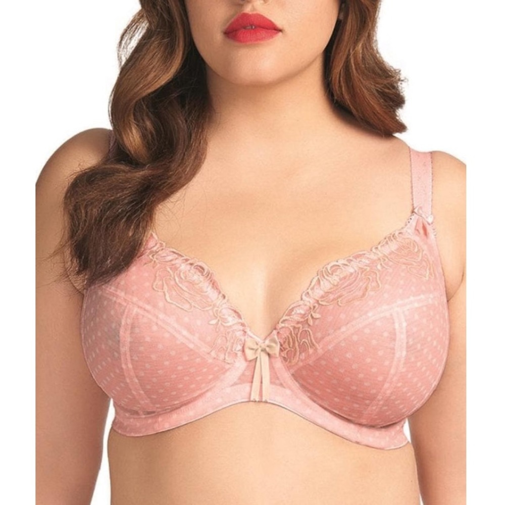 Elomi Pink Polka Dot Betty Underwire Plunge Bra
